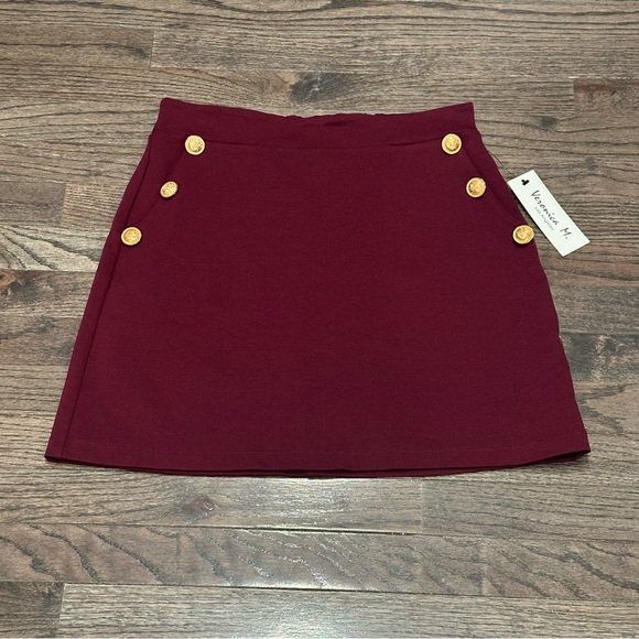 NWT Veronica M Wine Button Ponti Skirt - Picture 8 of 10